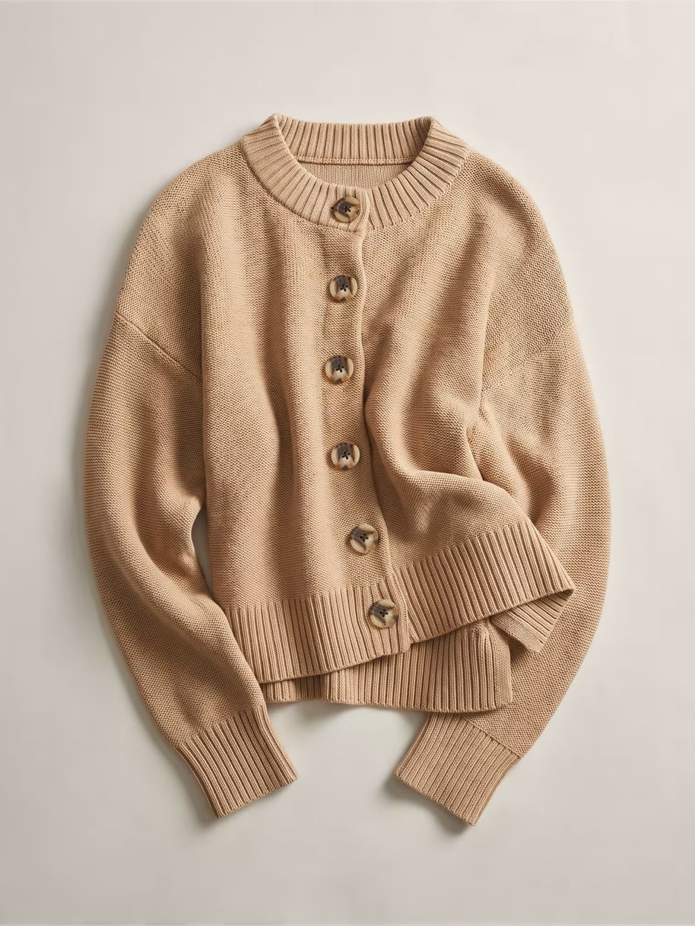 Quince Organic Cotton Cropped Cardigan In Camel